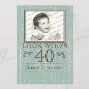 Altes Holz 40. Geburtstag Foto Einladung