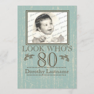 Altes Holz 80. Geburtstag Foto Einladung