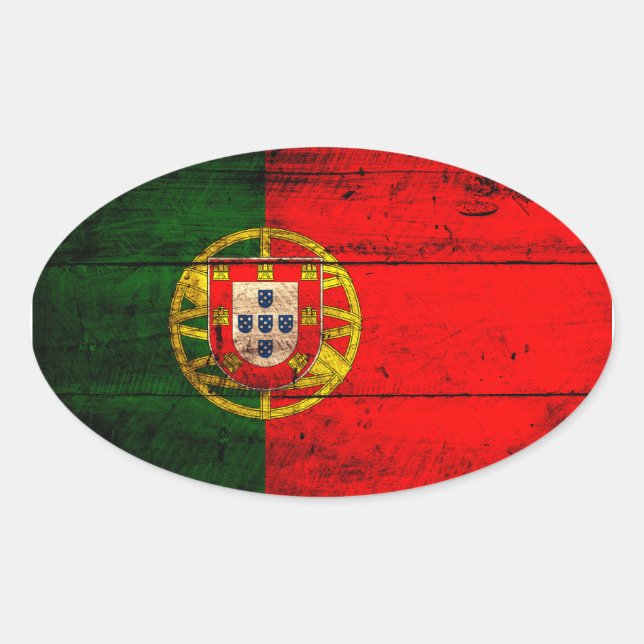 Altes Holz - Portugal - Flagge Ovaler Aufkleber (Vorderseite)