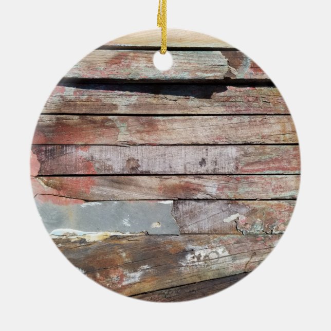 Altes Holz rustikale Bootsplatte aus Holz Keramik Ornament (Hinten)