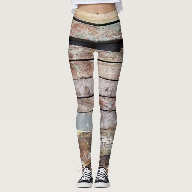 Altes Holz rustikale Bootsplatte aus Holz Leggings (Vorderseite)