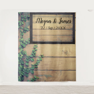 Altes Holz rustikales Hochzeitsszenario Foto Hinte Wandteppich