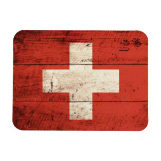 Altes Holz Schweizer Fahne Magnet