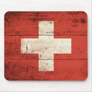 Altes Holz Schweizer Fahne Mousepad