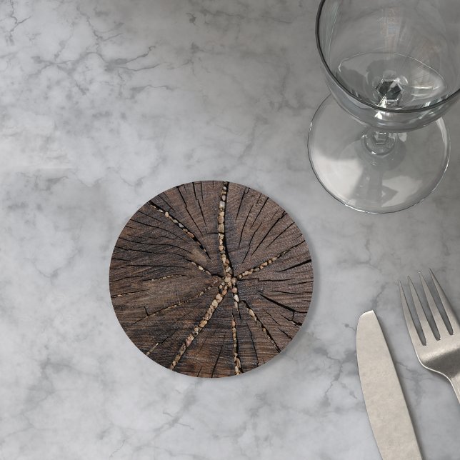 Altes Holz-Slice-Baumstumpf Runder Pappuntersetzer (Von Creator hochgeladen)