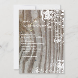 Altes Holz und Shabby Lace Hochzeit Einladung