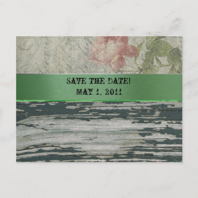 Altes Holz Vintag Französisch Save the Date Ankündigungspostkarte (Vorderseite)