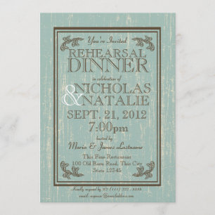 Altes Holzschild 5 x 7 Proben Abendessen Einladung