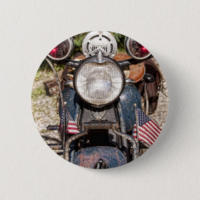 altes indisches Polizeimotorrad Button (Vorderseite)