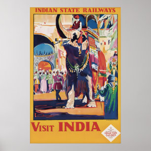 Altes indisches Reiseplakat der State Railways - B Poster