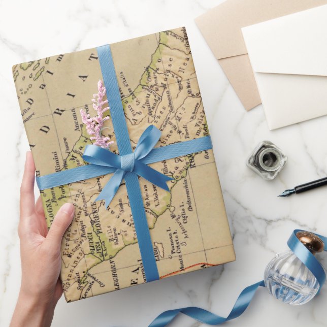 Altes Italien Physikalische Karte (1881)  Geschenkpapier (Schenken)