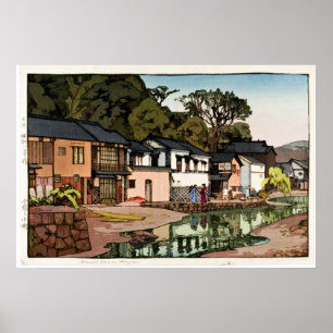 Altes japanisches Dorf Ukiyo-e Poster