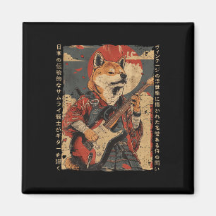 Altes japanisches Kunstwerk Samurai Hund spielt di Magnet