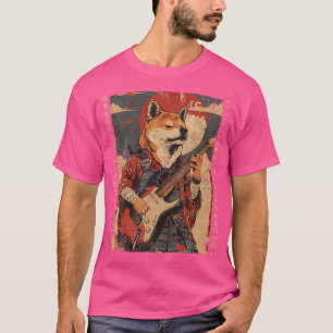 Altes japanisches Kunstwerk Samurai Hund spielt di T-Shirt