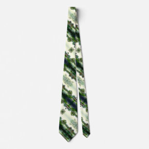 Altes japanisches Samurai Satin Landschaftsmuster Krawatte