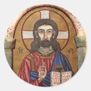 Altes Jesus-Mosaik Runder Aufkleber