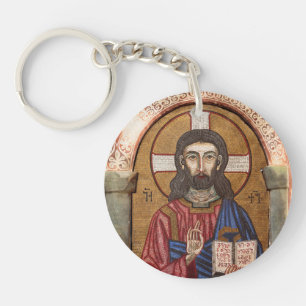 Altes Jesus-Mosaik Schlüsselanhänger