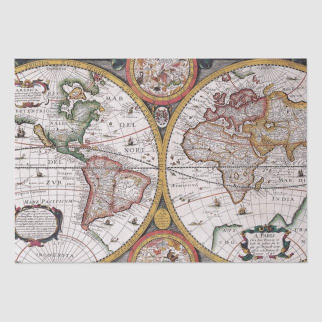 Altes Kartenmuster Seidenpapier (Vorderseite)