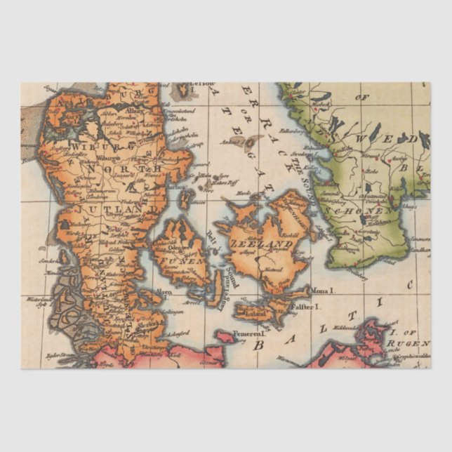 Altes Kartenmuster Seidenpapier (Vorderseite)