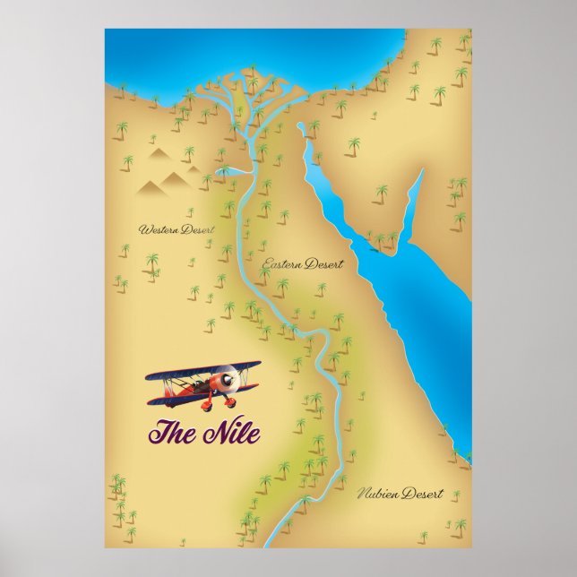 Altes Kartenposter im Vintagen Stil des Nils Poster (Vorne)
