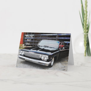 Altes Klassiker Auto Schwarz Vintage Impala Lustig Karte