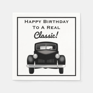 Altes klassisches Auto über Hügel-alles Gute zum Serviette