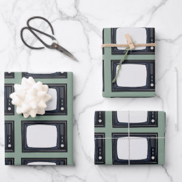 Altes klassisches TV-Muster im Fernsehen Geschenkpapier Set