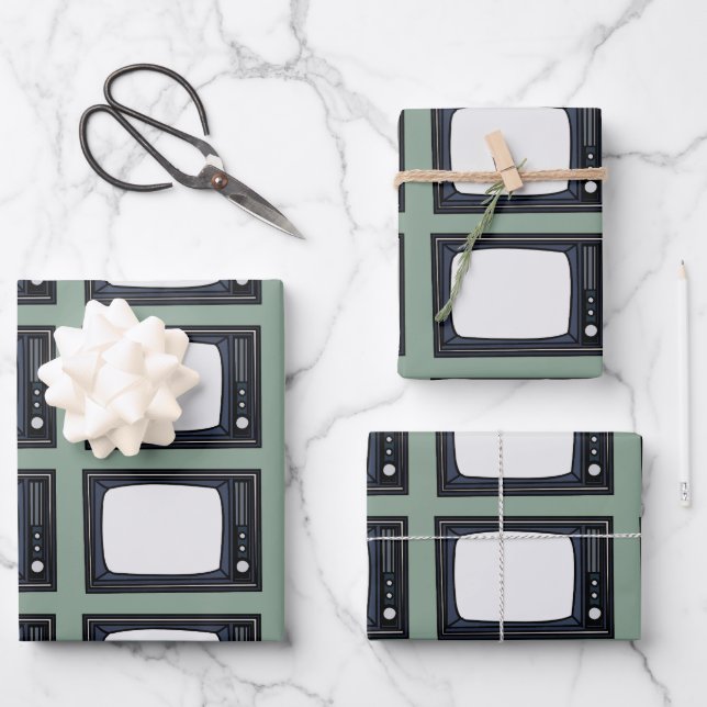 Altes klassisches TV-Muster im Fernsehen Geschenkpapier Set (Vorderseite)