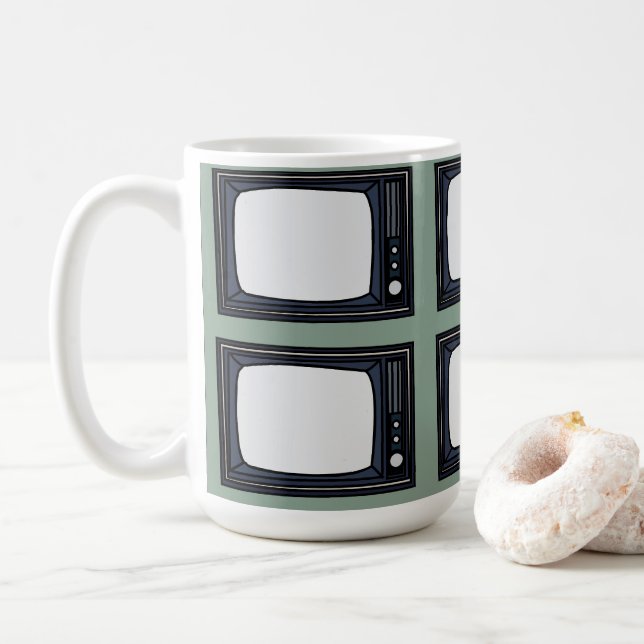 Altes klassisches TV-Muster im Fernsehen Kaffeetasse (Mit Donut)
