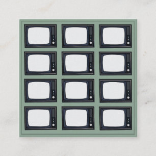 Altes klassisches TV-Muster im Fernsehen Quadratische Visitenkarte