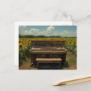 Altes Klavier in Sonnenblumen Postkarte