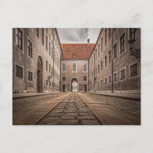 Altes Kopfsteinpflaster-Gebäude in München Postkarte