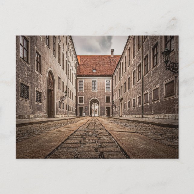 Altes Kopfsteinpflaster-Gebäude in München Postkarte (Vorderseite)
