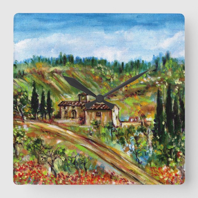 ALTES LANDHAUS IN DER Toskana Quadratische Wanduhr (Vorderseite)