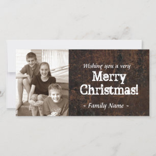 Altes Leder-Foto-Weihnachtskarte Feiertagskarte