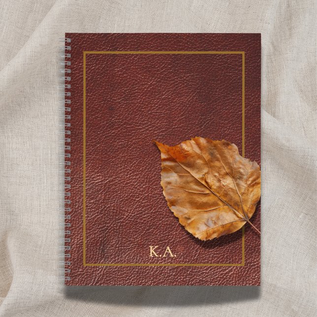 Altes Leder-Look-Journal mit Herbstblatt Notizbuch (Von Creator hochgeladen)