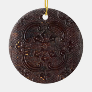 Altes Lederbuch fällt herunter Keramik Ornament