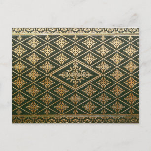 Altes Lederbuchcover Grün und Gold Postkarte