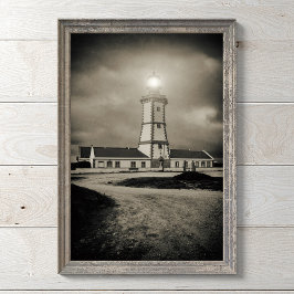 Altes Leuchtturm in einer Sturmnacht Fotodruck