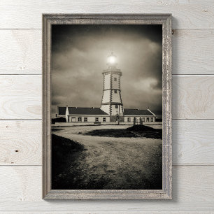Altes Leuchtturm in einer Sturmnacht Fotodruck