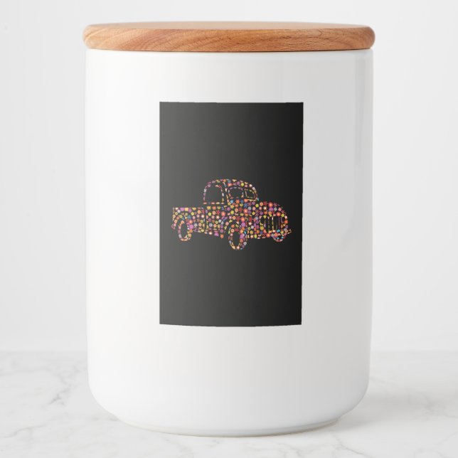 Altes Lieferwagen LKW Blume Muster Lebensmitteletikett (Vorderseite)