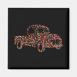 Altes Lieferwagen LKW Blume Muster Magnet