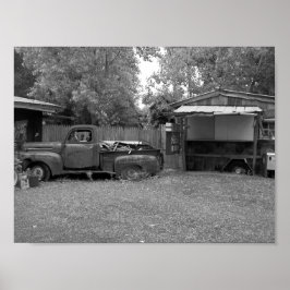 Altes Lieferwagen Truck Schwarz-Weiß-Fotografie Poster