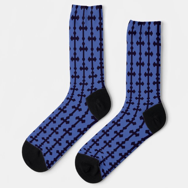 Altes lila christliches Kreuz Socken (Linkes Detail)