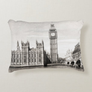 Altes London, schwarz und weiß. Dekokissen