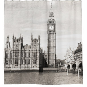 Altes London, schwarz und weiß. Duschvorhang