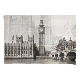 Altes London, schwarz und weiß. Kissenbezug