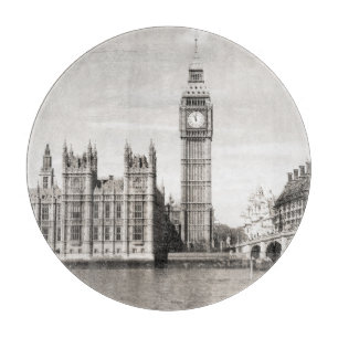 Altes London, schwarz und weiß. Schneidebrett