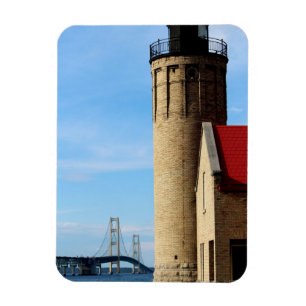 Altes Mackinac Point Leuchtturm und Mackinac Brück Magnet