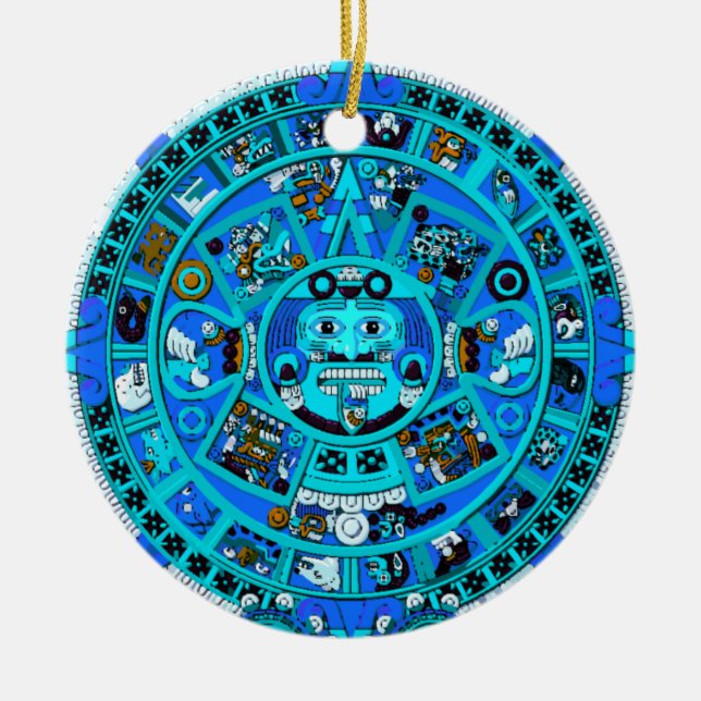 Altes Maya Aztec Symbol - Ende der Welt ?! Keramik Ornament (Vorne)